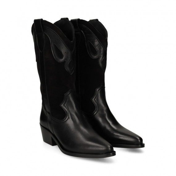 BOTA COWBOY SERRAJE/PIEL NEGRO