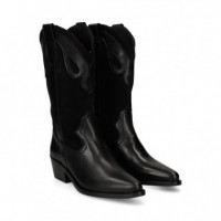 BOTA COWBOY SERRAJE/PIEL NEGRO