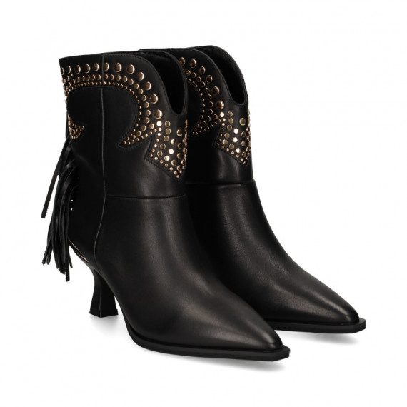 BOTIN TACON TACHAS+FLECOS PIEL NEGRO