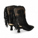 BOTIN TACON TACHAS+FLECOS PIEL NEGRO