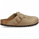 Sandalia 2 Hebillas Piel Engrasada Cuero  BIRKENSTOCK