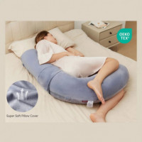 Almohada de Lactancia Forma "f" Gris  MOMCOZY