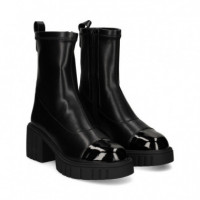 Botin Cremallera Punta Charol Pu Negro  NOA HARMON