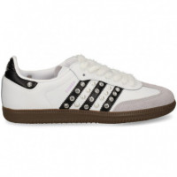 Zapatilla Perlas Strass Piel Blanco  WEAR ART