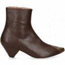 Botin Tacon Punta Dorada Piel Moka  MIUXA
