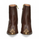 Botin Tacon Punta Dorada Piel Moka  MIUXA