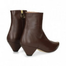 Botin Tacon Punta Dorada Piel Moka  MIUXA