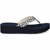 Fitflop Cuña Tira Logo Marino  TOMMY HILFIGER