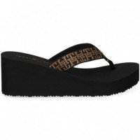 Fitflop Cuña Tira Logo Negro  TOMMY HILFIGER