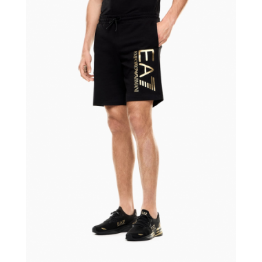 Bermuda EA7 Emporio Armani negra logotipo dorado