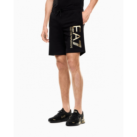 Bermuda EA7 Emporio Armani negra logotipo dorado