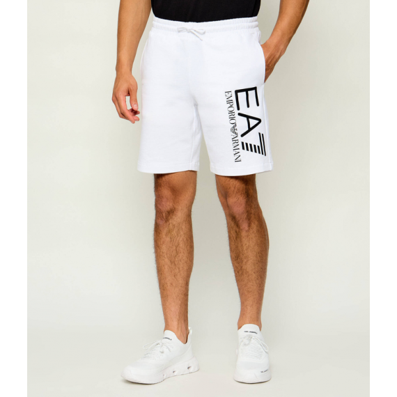 Bermuda EA7 Emporio Armani blanca logotipo negro