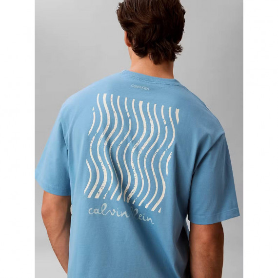 SS 16S CK TRVL LINES GRAPHIC TEE BLUE ST