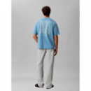 SS 16S CK TRVL LINES GRAPHIC TEE BLUE ST