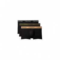 LOW RISE TRUNK 3PK BLACK W/ BRONZE FLASH MICROFIBRA