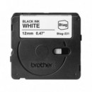 Cinta Brother 12 mm x 4 m Negro sobre Blanco (BTAG-231)