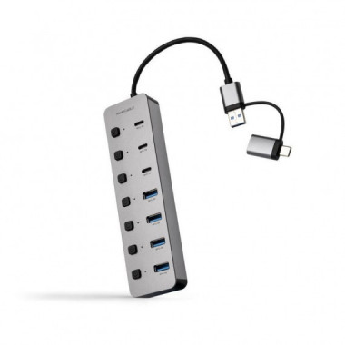 Hub Nanocable USB-A/C a USB-A/C Plata (10.16.4510)