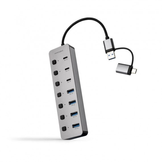 Hub Nanocable USB-A/C a USB-A/C Plata (10.16.4510)