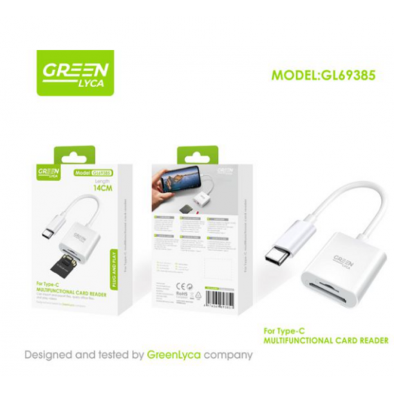 Lector de Tarjeta Greenlyca 14CM para Type-c Multifuncional Plug And Play GL69385  GREEN LYCA