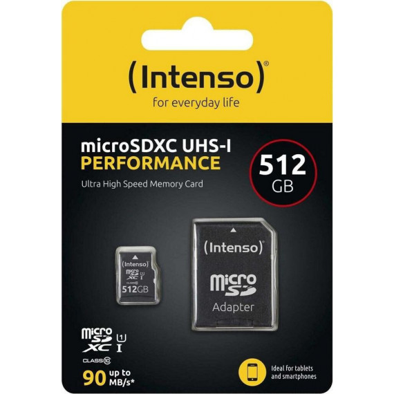 Tarjeta Memoria INTENSO Microsdxc Adapter Uhs-i 90MB/S 512GB