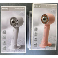Ventilador de Mano Hoomei Portable USB Recargable 3 Velocidades 1200MAH Rosa Blanco HM-8010W