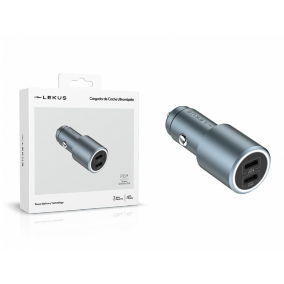 Cargador de Coche LEKUS Ultrarrápido Dual Usb-c 40W LCC260AD