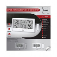 SAMI Estacion Barometrica LD-1124 con Sensor,Fase lunar,Calendario,Temperatura Interior Exterior,Hum