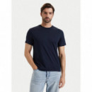 SS SLIM SUPIMA LOGO PATCH TEE DARK SAPPH