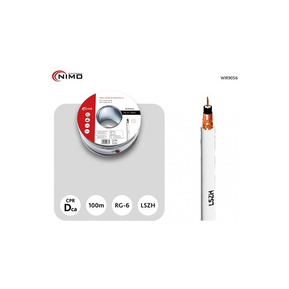 NIMO Cable Antena Coaxial RG-6 WIR9056 Por Metro 1.10mm/64 Hilos Blanco