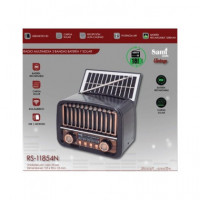 SAMI Radio VIntage 3 Bnadas Con Panel Solar RS-11854 Negro