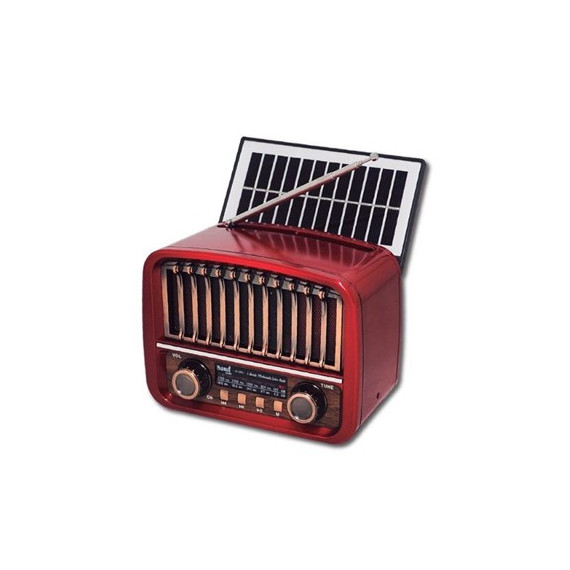 SAMI Radio VIntage 3 Bnadas Con Panel Solar RS-11854 Rojo