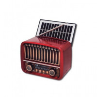 SAMI Radio VIntage 3 Bnadas Con Panel Solar RS-11854 Rojo