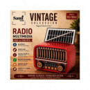 SAMI Radio VIntage 3 Bnadas Con Panel Solar RS-11854 Rojo