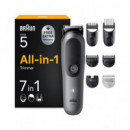BRAUN Afeitadora de Barba,Cuerpo,Cortapelo 7 En 1 AOI5520 Series 5 Recargable, Lavable Aqua Grip