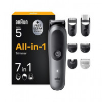 BRAUN Afeitadora de Barba,Cuerpo,Cortapelo 7 En 1 AOI5520 Series 5 Recargable, Lavable Aqua Grip