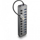 NGS Hub Usb 10 Puertos 3.0 5Gbps Con Interruptor Individual y Alimentacion 12V/4A IHUB