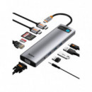 Hub 11-1 BASEUS CAHUB-CT0G  3XUSB 3.0 + 2XHDMI + Pd + RJ45 + Microsd/sd + VGA