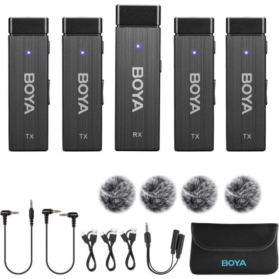 Kit 4 Micrófonos BOYA BY-W4 sin Cable 2.4HGZ