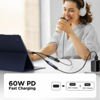 Cable Adaptador de Audio 2 en 1 Usb-c a Usb-c + Usb-c Audio  JOYROOM