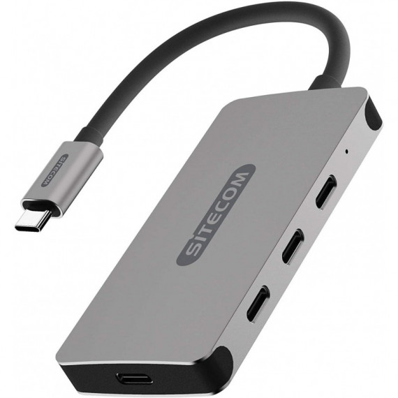 Hub 4 Puertos Usb-c Macho a X3 Usb-c 3.1 + 1 Usb-c Hembra de Carga  SITECOM