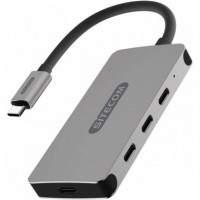 Hub 4 Puertos Usb-c Macho a X3 Usb-c 3.1 + 1 Usb-c Hembra de Carga  SITECOM