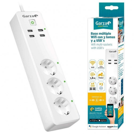 Regleta Wifi 3 Tomas y 4 USB GARZA