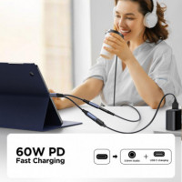 Cable Adaptador de Audio 2 en 1 Usb-c a Usb-c + 3,5MM  JOYROOM