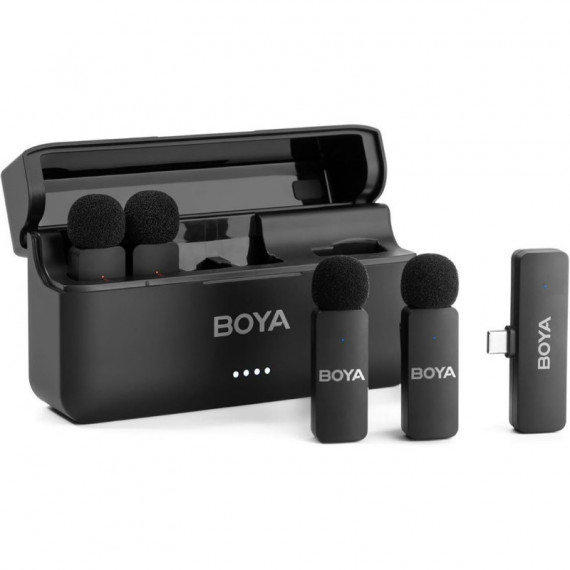 Kit 4 Micrófonos Lavalier sin Cable BOYA V4U Usb-c