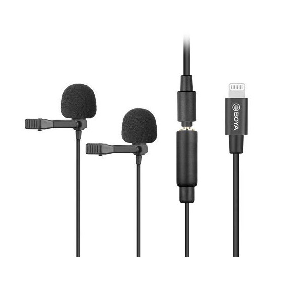 Micrófono Doble Solapa Lavalier Lightning para Apple BOYA BY-M2D