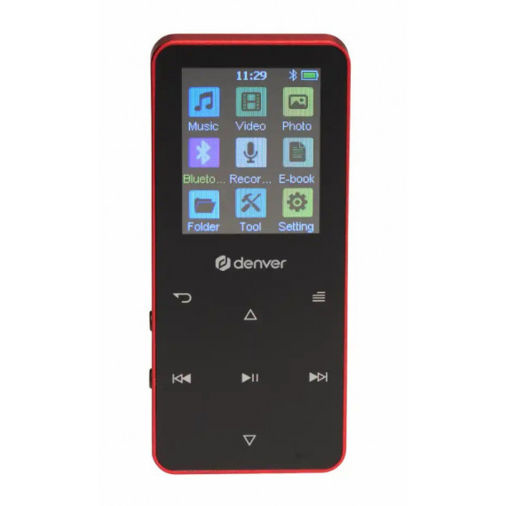 Reproductor MP4 DENVER Bluetooth, 4GB Rojo