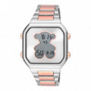 Reloj Digital con Brazalete de Acero Ss y Acero Iprg Rosado D-bear  TOUS