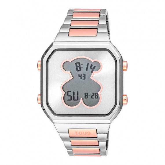 Reloj Digital con Brazalete de Acero Ss y Acero Iprg Rosado D-bear  TOUS