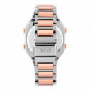 Reloj Digital con Brazalete de Acero Ss y Acero Iprg Rosado D-bear  TOUS