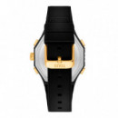 Reloj Analógico/digital de Acero Dorado y Brazalete de Nylon Negro Bet  TOUS